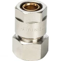 Муфта Prandelli Multyrama CM2 Ду20x2x3/4″ Ру10 для металлопластиковых труб присоединение – компрессионное/внутренняя резьба, корпус – латунь, покрытие – никель Муфта Prandelli Multyrama CM2 Ду20x2x3/4″ Ру10 для металлопластиковых труб присоединение – компрессионное/внутренняя резьба, корпус – латунь, покрытие – никель
