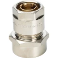 Муфта Prandelli Multyrama CM2 Ду26x3x1″ Ру10 для металлопластиковых труб присоединение – компрессионное/внутренняя резьба, корпус – латунь, покрытие – никель