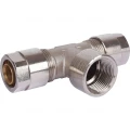 Тройник Prandelli Multyrama CM8 Ду20x2x3/4″ Ру10 для металлопластиковых труб присоединение – компрессионное/внутренняя резьба, корпус – латунь, покрытие – никель