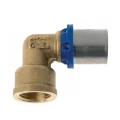 Угольник Prandelli Multyrama Дн20х1/2″ Ру10 90 градусов, универсальный, для металлопластиковых труб прессовой, внутренняя резьба, латунный, никелированный