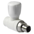 Кран шаровой PRO AQUA Дн20х1/2″ Ру25 прямой с разъемным соединением, для радиаторов, полипропиленовый, наружная резьба/под приварку, управление - вентиль, белый