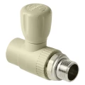 Кран шаровой PRO AQUA Дн20х1/2″ Ру25 прямой с разъемным соединением, для радиаторов, полипропиленовый, наружная резьба/под приварку, управление - вентиль, серый