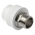 Муфта комбинированная PRO AQUA Дн40х1 1/4″ Ру25 полипропиленовая, под приварку/наружная резьба, под ключ, белая