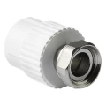 Муфта комбинированная PRO AQUA Дн20х1/2″ Ру25 полипропиленовая, сварка/накидная гайка, белая