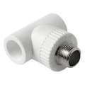 Тройник комбинированный PRO AQUA Дн20х1/2″ Ру25 полипропиленовый, присоединение - наружная резьба/под приварку, белый