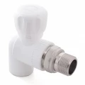 Кран шаровой полипропиленовый PP-R REMSAN Дн20х1/2″ Ру25 угловой для радиатора, наружная резьба / сварка, белый