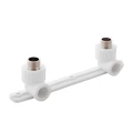 Настенный комплект с угловыми водорозетками Remsan Дн25х1/2″ Ру25, комбинированный, двойной, присоединение - под приварку / наружная резьба, материал - полипропилен, цвет - белый