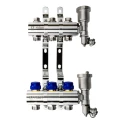 Коллекторная группа Ридан FHF-10R 1″x10x3/4″ Ду25 Ру10 с воздухоотводчиками, с кронштейнами, корпус - латунь