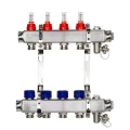Коллекторная группа Ридан SSM-RF 1″ Ду25 Ру6 выходов 2х3/4″, с расходомерами и кронштейнами, корпус - нержавеющая сталь