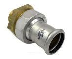 Муфта RM Inoxpres Дн15х1/2″ Ру16 разъемная, пресс / наружная резьба, корпус - нержавеющая сталь + латунь