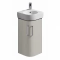 Тумба под умывальник Geberit Renova Compact 45, материал корпуса - влагостойкое трехслойное ДСП, цвет - светло-серый матовый/светло-серый глянец, покрытие - лакированный матовый
