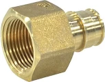 Муфта РОС Дн16х1/2″ Ру10 аксиальная с внутренней резьбой, корпус - латунь, для труб из сшитого полиэтилена