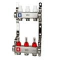 Коллекторная группа РосТурПласт 1″x3x3/4″ Ду25 Ру10 с расходомером и кронштейном, под евроконус, корпус - нержавеющая сталь
