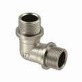 Угольник РосТурПласт 3/4″ Ду20 Ру40 реборда, корпус - латунь никелированная, присоединение - наружная резьба