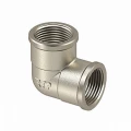 Угольник РосТурПласт 1/2″ Ду15 Ру40, корпус - латунь никелированная, присоединение - внутренняя резьба