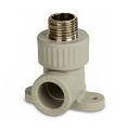 Угольник PP-R комбинированный Ростурпласт Дн25х3/4″ серый НР 90гр с креплением