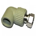 Угольник PP-R комбинированный Ростурпласт Дн20х1/2″ серый 90гр с накидной гайкой