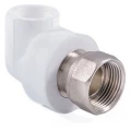 Угольник PP-R комбинированный Ростурпласт Дн20х1/2″ белый 90гр с накидной гайкой