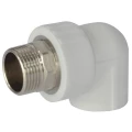 Угольник PP-R РосТурПласт Дн32x1″ Ру25 комбинированный с наружной резьбой под ключ белый
