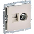 Розетка комбинированная IEK Brite 2-местная компьютерная RJ45 кат.5E + телевизионная TV, цвет - бежевый