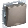 Розетка IEK BRITE 16А с заземлением, шторками и крышкой, IP20, цвет - шампань Розетка IEK BRITE 16А с заземлением, шторками и крышкой, IP20, цвет - шампань