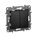 Переключатель двухклавишный IEK Etika Plus скрытой установки 10А 250В, IP20 10AX безвинтовой с зажимами, механизм, цвет - черный