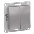 Выключатель двухклавишный Systeme Electric AtlasDesign Aqua 10AX, IP44, схема 5, механизм, цвет - алюминий