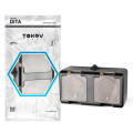 Розетка TOKOV ELECTRIC Dita 2-местная для открытой установки 16А, IP54 250В с заземлением, с прозрачной крышкой, цвет - карбон