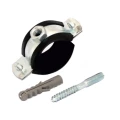 Хомут трубный 2 1/2″ Ду65 (Дн72-80) c резиновой прокладкой, в комплекте винт-шуруп,дюбель, M8, корпус - оцинкованная сталь