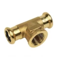 Тройник SANHA 8130G Дн22x1/2″x22 Ру16 ВПр-ВР-ВПр, бронза, для медных труб, присоединение внутренняя резьба - пресс