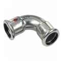 Отвод Sanha Therm 24002A Дн15 прессовой, Ру16, ВПр-ВПр, угол 90°, корпус - нержавеющая сталь