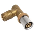 Угольник SANHA 125092G 1/2″ Ду16 Ру10 90° для металлических труб, корпус - латунь, присоединение - наружная резьба / пресс