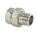 Соединитель SANTECHSYSTEMS 1/2″ Ду15 прямой разъемное соединение американка внутренняя-наружная резьба, уплотнение - круглая прокладка O-ring, корпус – латунь, покрытие-никель