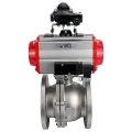 Кран шаровой DN.ru BV3232P(2pc)-FP-F-ISO-H Ду200 Ру16, полнопроходной фланцевый, нержавеющая сталь SS316, уплотнение - PTFE, с пневмоприводом PA-DA-160 двойного действия, с пневмораспределителем 4V320-08 220В, с БКВ APL-410N EX