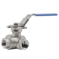 Кран шаровой АДЛ BV 3L 1/4″ Ду8 Ру63 полнопроходной, трехходовой, нержавеющая сталь CF8M, уплотнение - PTFE, внутренняя резьба, ручка-рычаг