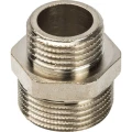 Ниппель STOUT SFT-0004 3/8″x1/4″ Ду10x8 ру16 переходной, корпус - латунь никелированная, наружная резьба