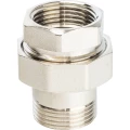 Соединитель STOUT SFT-0041 1/2″ Ду15 Ру10 разъемное соединение американка внутренняя-наружная резьба, уплотнение o-ring кольцо, корпус - никелированная латунь