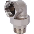 Соединитель угловой STOUT SFT-0057 1/2″ Ду15 Ру10 разъемное соединение американка внутренняя-наружная резьба, уплотнение o-ring кольцо, корпус - никелированная латунь