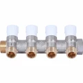 Коллектор STOUT SMB 6852 3/4″-1/2″ Ру10 распределительный, корпус- никелированная латунь, плоское уплотнение, 2 отвода