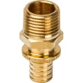 Переход аксиальный STOUT SFA-0001 Дн16x1/2″ Ру25 для труб из сшитого полиэтилена с наружной резьбой, корпус - латунь