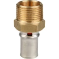 Переход STOUT SFP-0001 Дн1/2″х16 Ру16 для металлопластиковых труб прессовой с наружной резьбой, корпус - латунь