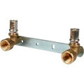 Угольники прессовые STOUT SFP-0013 Ду16х1/2″ Ру16 двойные на планке с креплением (водорозетка), настенные, с внутренней резьбой , корпус- латунь, для металлопластиковых труб