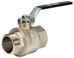 Кран шаровой STOUT SVB-0003 1 1/2″ Ду40 Ру32 полнопроходной, двухходовой, латунь CW617N, уплотнение - PTFE, внутренняя резьба / наружная резьба, ручка-рычаг