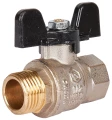 Кран шаровой STOUT SVB-0014 1/2″ Ду15 Ру40 стандартнопроходной, двухходовой, латунь CW617N, уплотнение - PTFE, внутренняя резьба / наружная резьба, ручка-бабочка