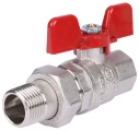 Кран шаровой STOUT SVB-1007 1/2″ Ду15 Ру50 полнопроходной, двухходовой, латунь CW617N, уплотнение - PTFE, внутренняя резьба / американка, ручка-бабочка