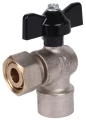 Кран шаровой STOUT SVB-1010 1/2х1/2″ Ду15x15 Ру20 стандартнопроходной, двухходовой, латунь CW617N, уплотнение - PTFE, внутренняя резьба / накидная гайка, ручка-бабочка