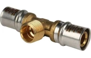 Тройник STOUT SFP-0008 Ду16х1/2х16 Ру16, латунь, пресс, переходной, с наружной резьбой, для металлопластиковых труб