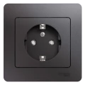 Розетка Systeme Electric Glossa 1-местная скрытой установки с заземлением со шторками, номинальный ток - 16 А, степень защиты IP20, в сборе, цвет - графит