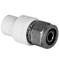 Муфты TEBO Дн20x16 Ру20 комбинированные, под приварку, с цанговым присоединением, корпус - полипропилен PP-R, белые
