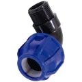 Отвод компрессионный TEBO KOM-NR Дн32x1 1/4″ Ру10 для ПНД труб, переходной, разъемный, наружная резьба, корпус - полипропилен